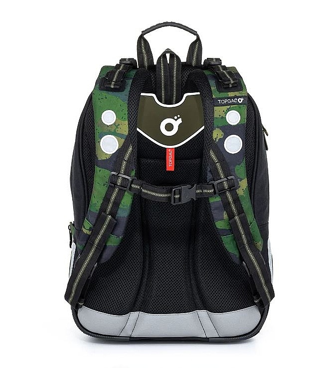 SET Školní batoh s penálem a pláštěnkou TOPGAL LYNN 21018 vojenský