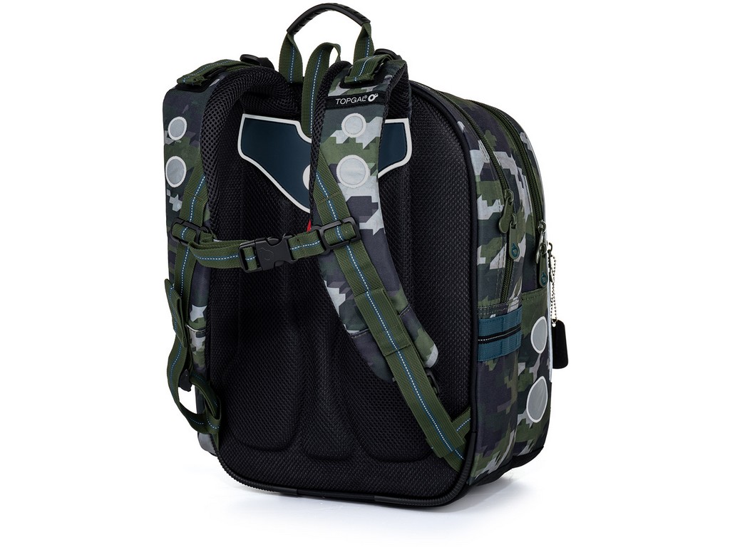 SET Školní batoh s penálem a pláštěnkou TOPGAL ENDY 21016 minecraft vojenský