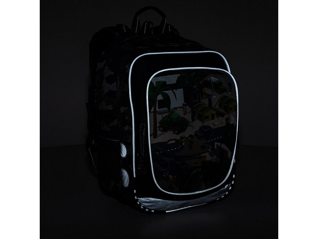 SET Školní batoh s penálem a pláštěnkou TOPGAL ENDY 21016 minecraft vojenský