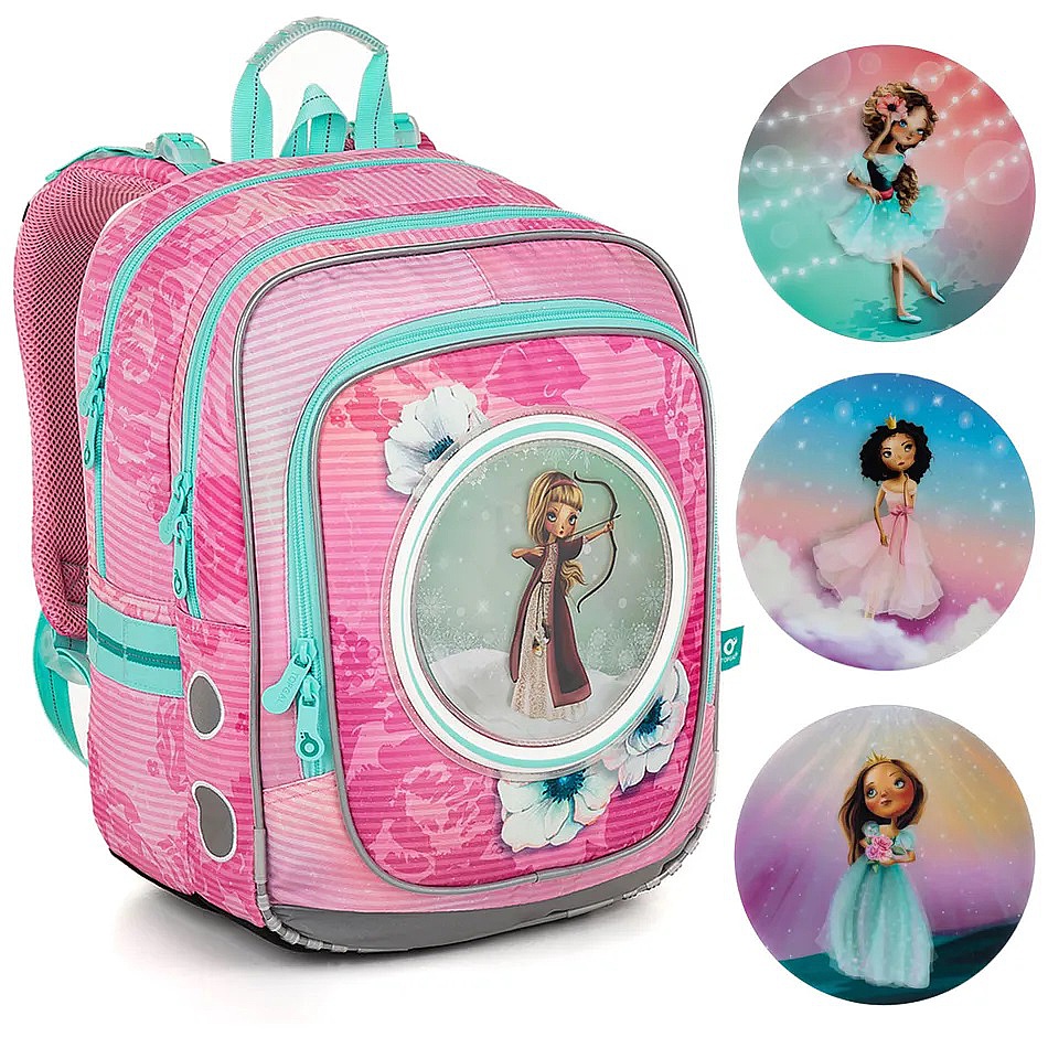 SET Školní batoh s penálem a pláštěnkou TOPGAL ENDY 23005 s princeznami