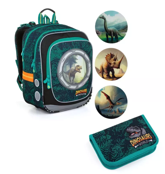 SET Školní batoh s penálem TOPGAL ENDY 23039 s dinosaury
