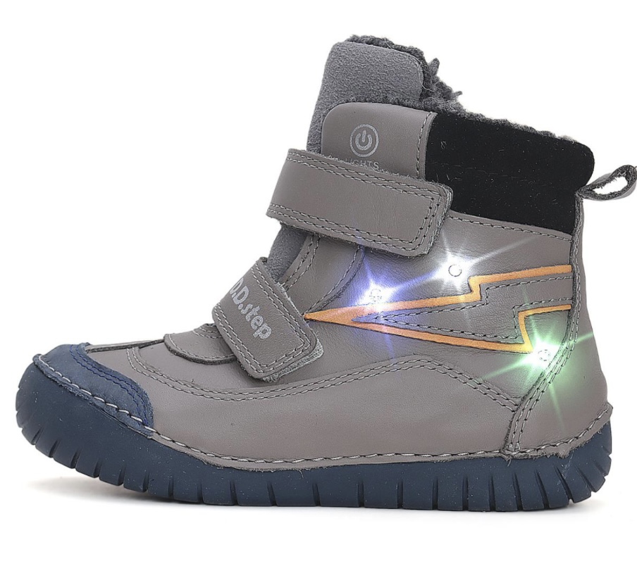 Zimní kožené blikací boty D.D.step W050-42707A