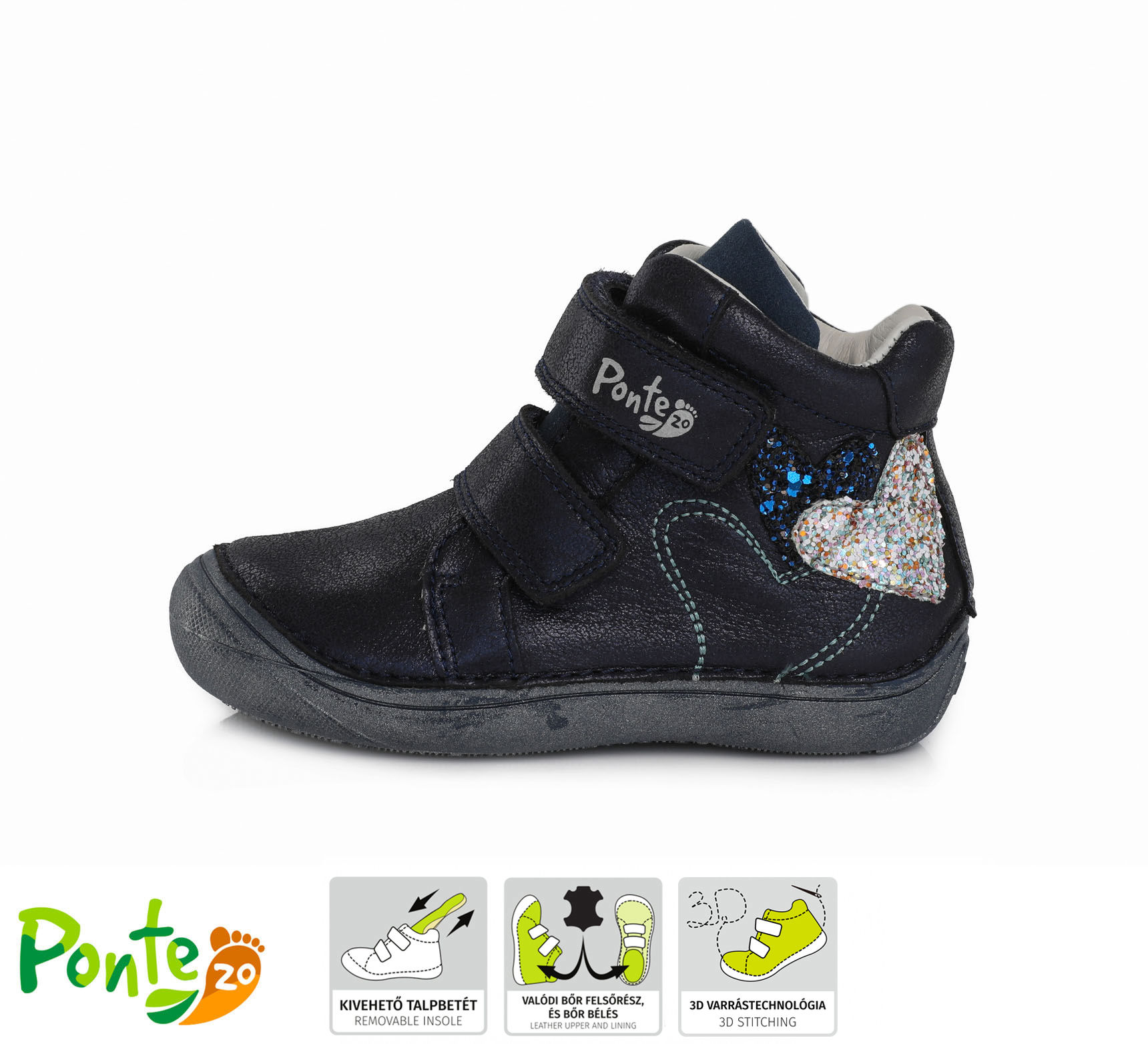 Dívčí kožená modrá obuv Ponte 890A 