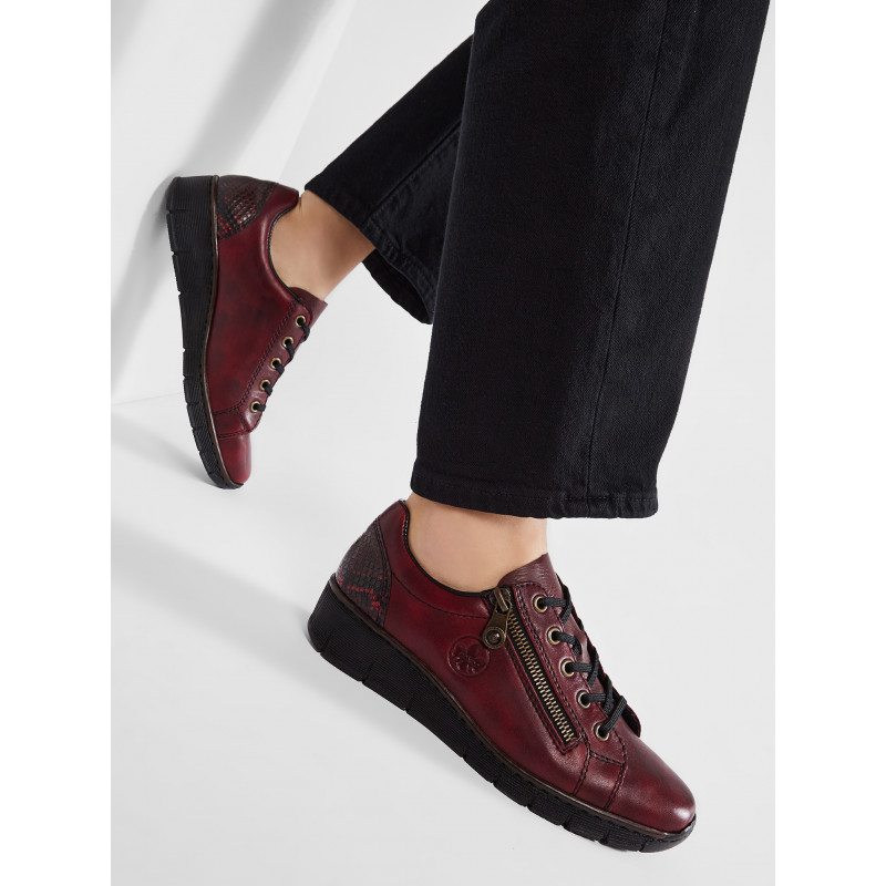 Vínové mokasíny RIEKER 53702-35