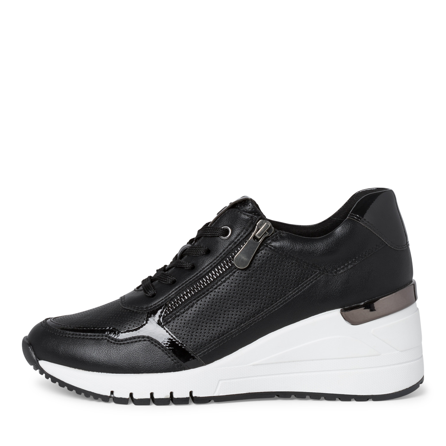 Krásné černé tenisky na vysokém klínku MARCO TOZZI 23743