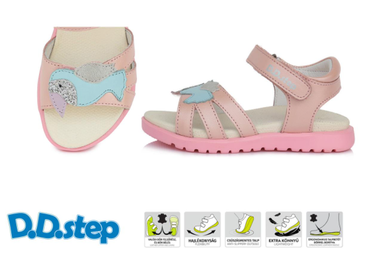 Růžové kožené sandály D.D.step JAC055-145A