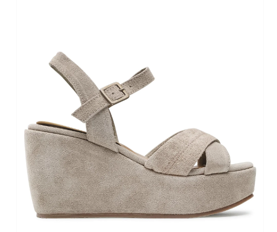 Béžové kožené sandály na klínku MARCO TOZZI 28020