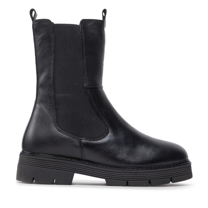 Černá kožená obuv s kožíškem Marco Tozzi 26441