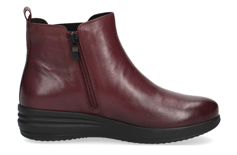 Kožená kotníková bordó obuv CAPRICE 25454 širší střih H