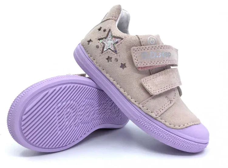 Dívčí fialové kožené blikací boty D.D.step S049-329A