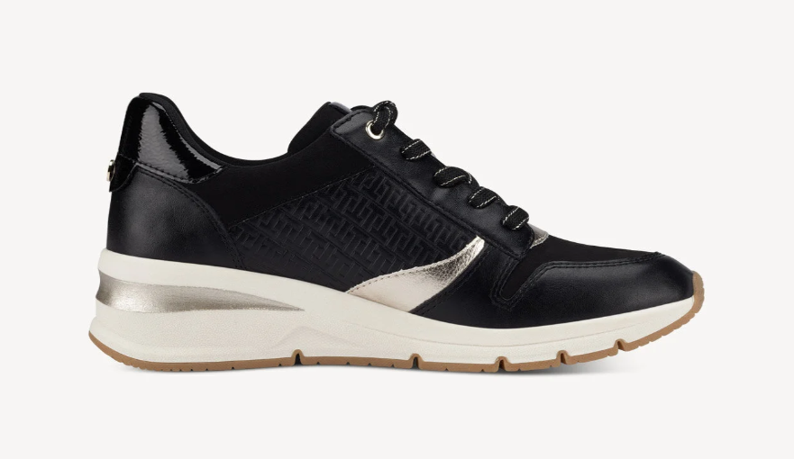 Černé tenisky na klínku TAMARIS 23702