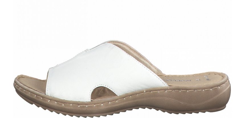 Pohodlné bílé kožené nazouváky - pantofle MARCO TOZZI 27901