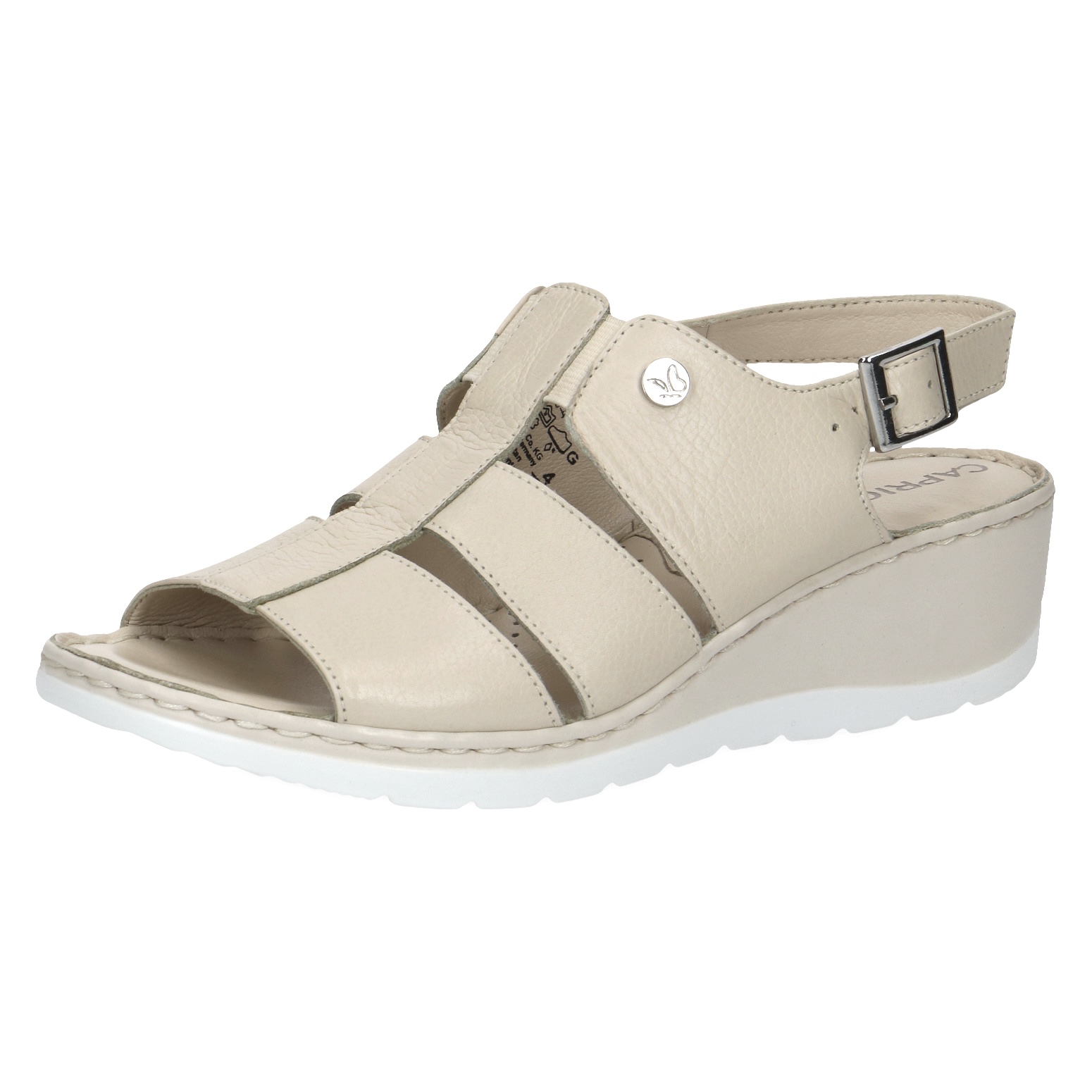 Béžové kožené sandály na klínku CAPRICE 28254