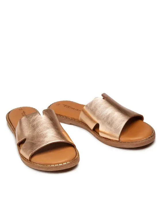 Měkké kožené zlaté nazouváky - pantofle TAMARIS 27135