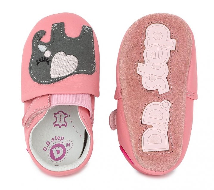 Růžové kožené capáčky D.D.step K1596-163 se slonem