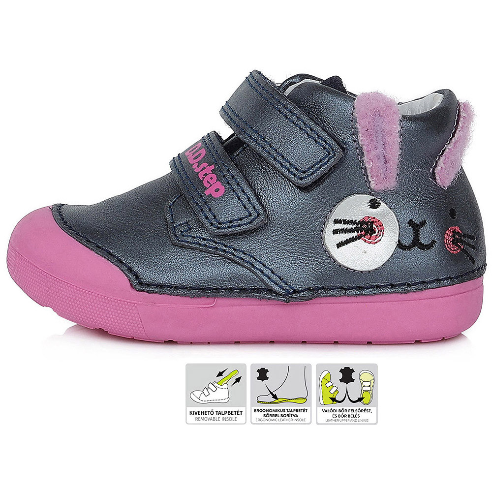 Dívčí kožené boty D.D.step S066-343 s králíčkem