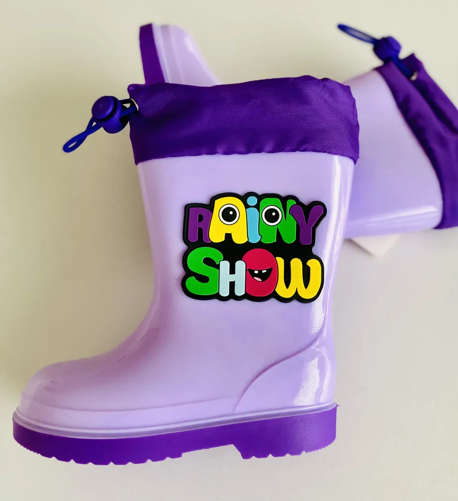 Fialové holínky - gumáky s barevným nápisem