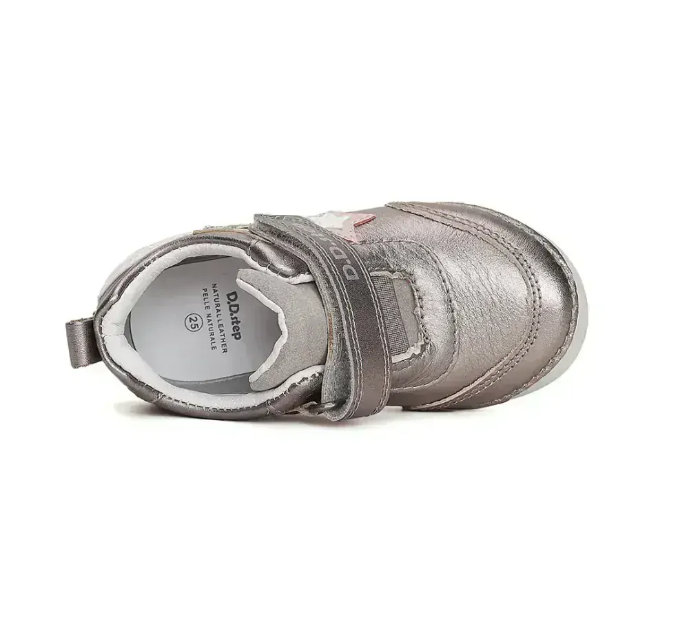 Dívčí stříbrné kožené boty D.D.step S050-41607B