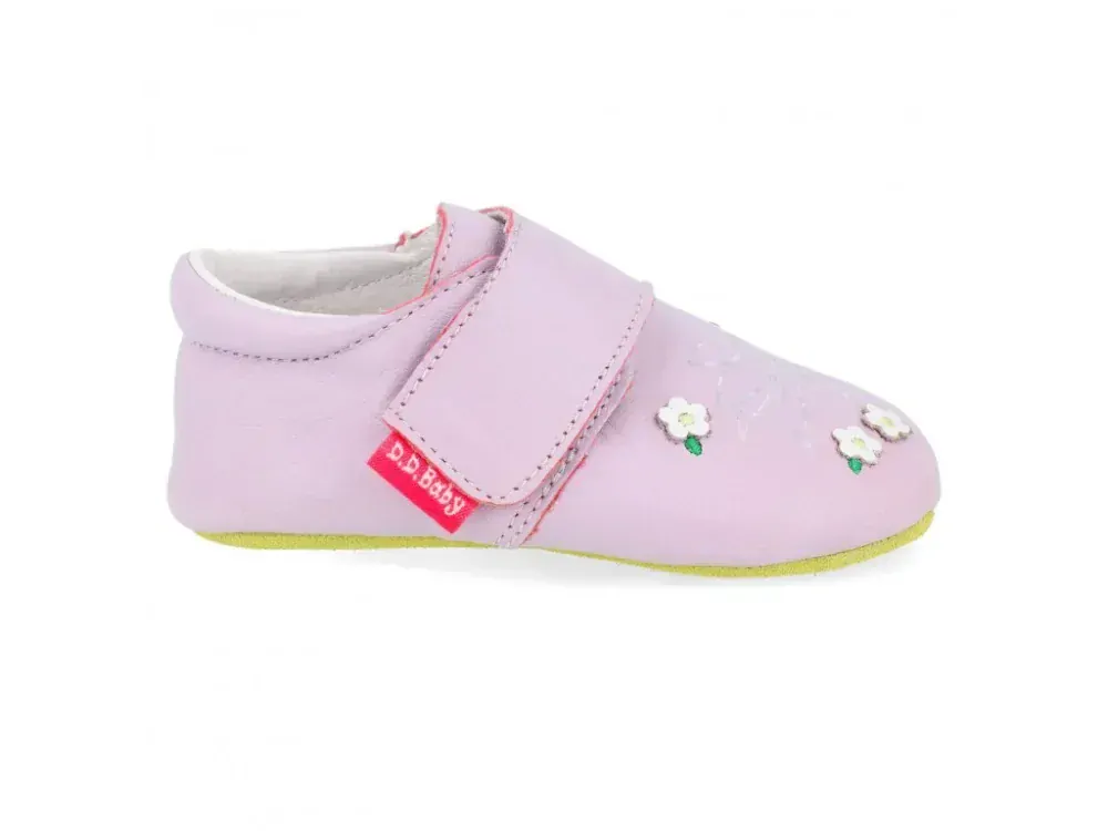 Fialové kožené capáčky D.D.step K1596-41332 víla s květy