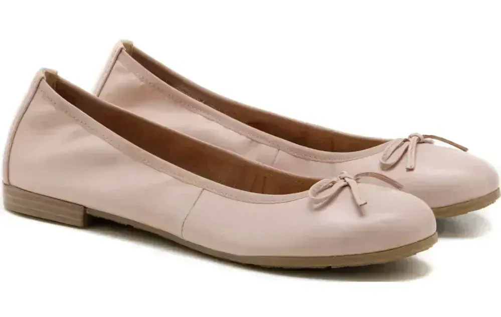 Starorůžové kožené baleríny Marco Tozzi 22100