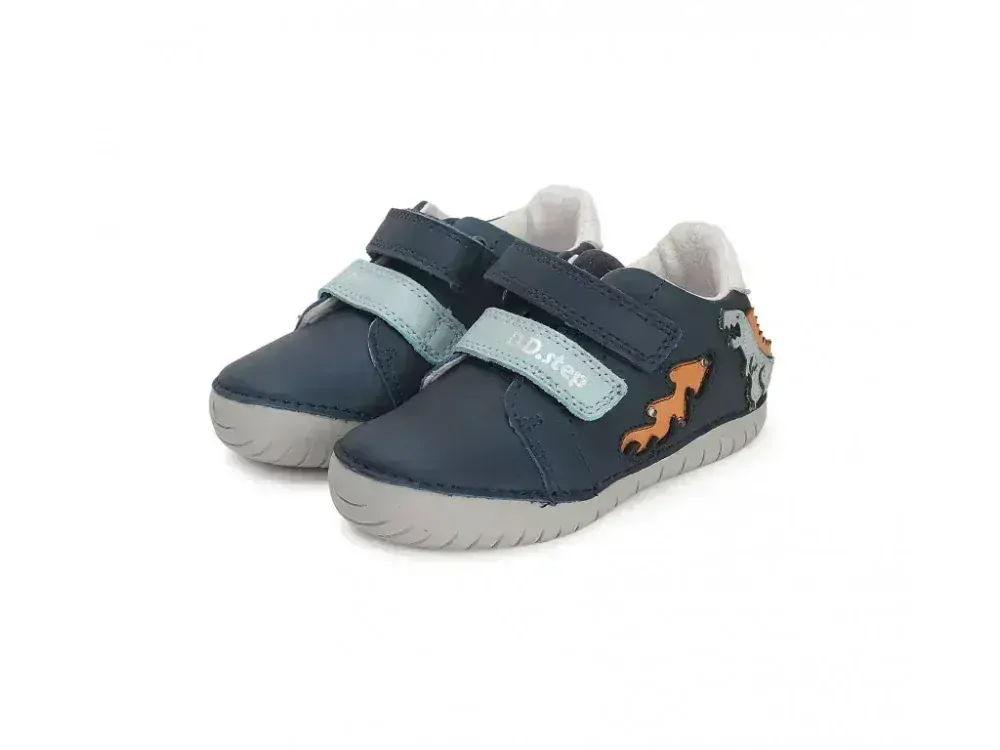 Chlapecké modré kožené blikací boty D.D.step S050-41140A
