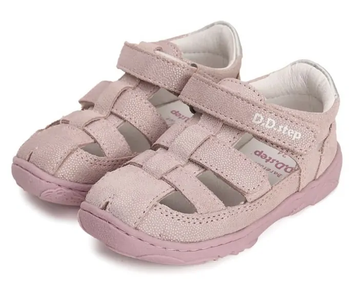 Růžové kožené barefoot sandálky D.D.step G077-41565B