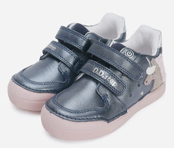 Blikací kožené boty D.D.step S068-42893 s jednorožcem