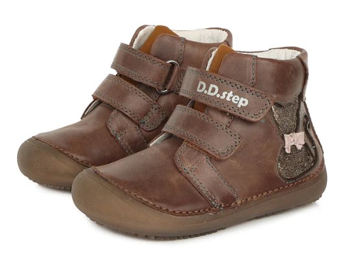 Kožená kotníková obuv D.D.step barefoot A063-35A s kočičkou