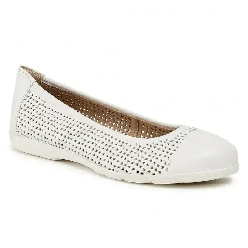 Bílé kožené baleríny Caprice 22151