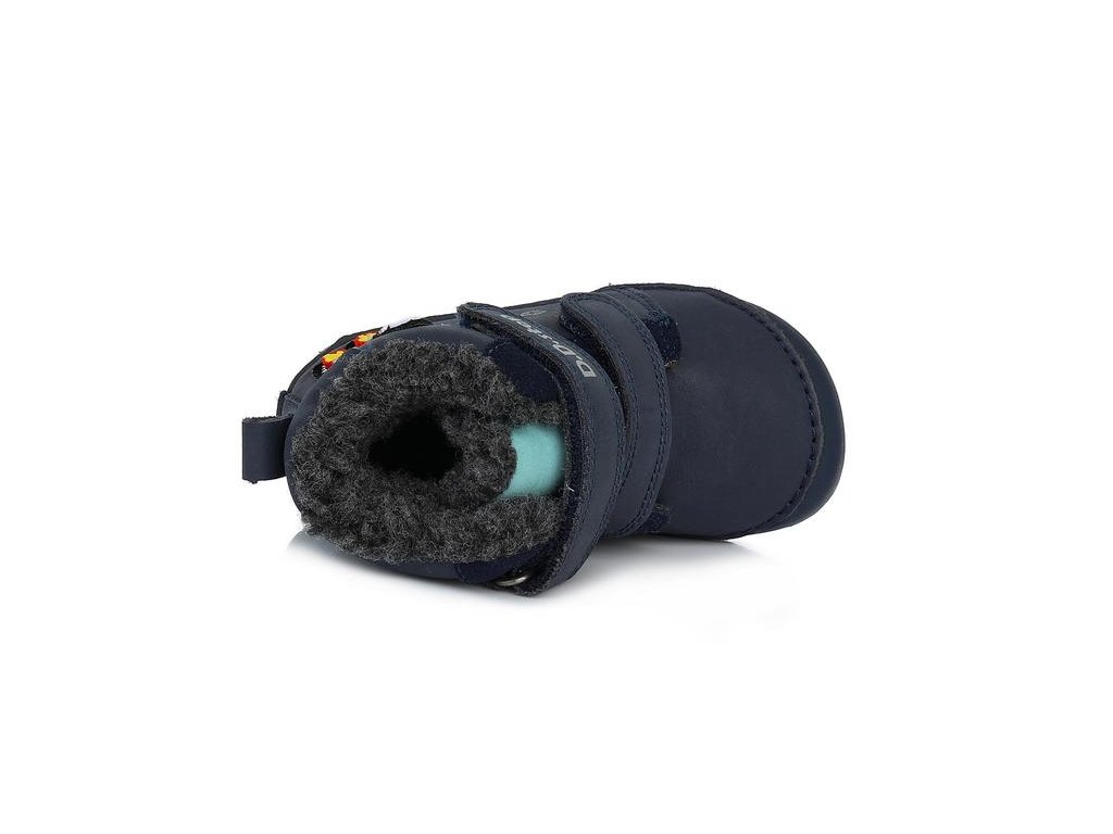 Modré zimní boty D.D.step w070-252 barefoot s raketou