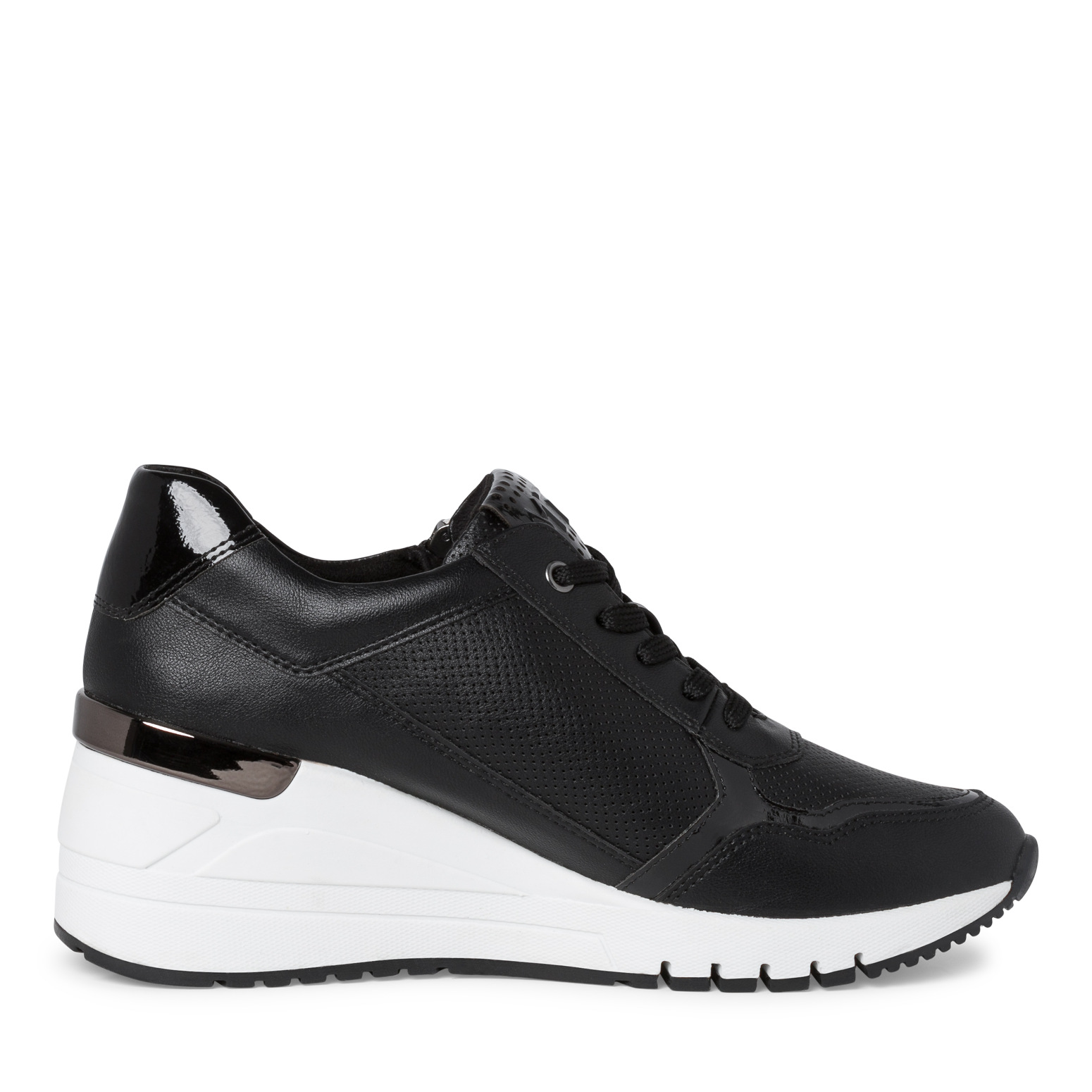 Krásné černé tenisky na vysokém klínku MARCO TOZZI 23743