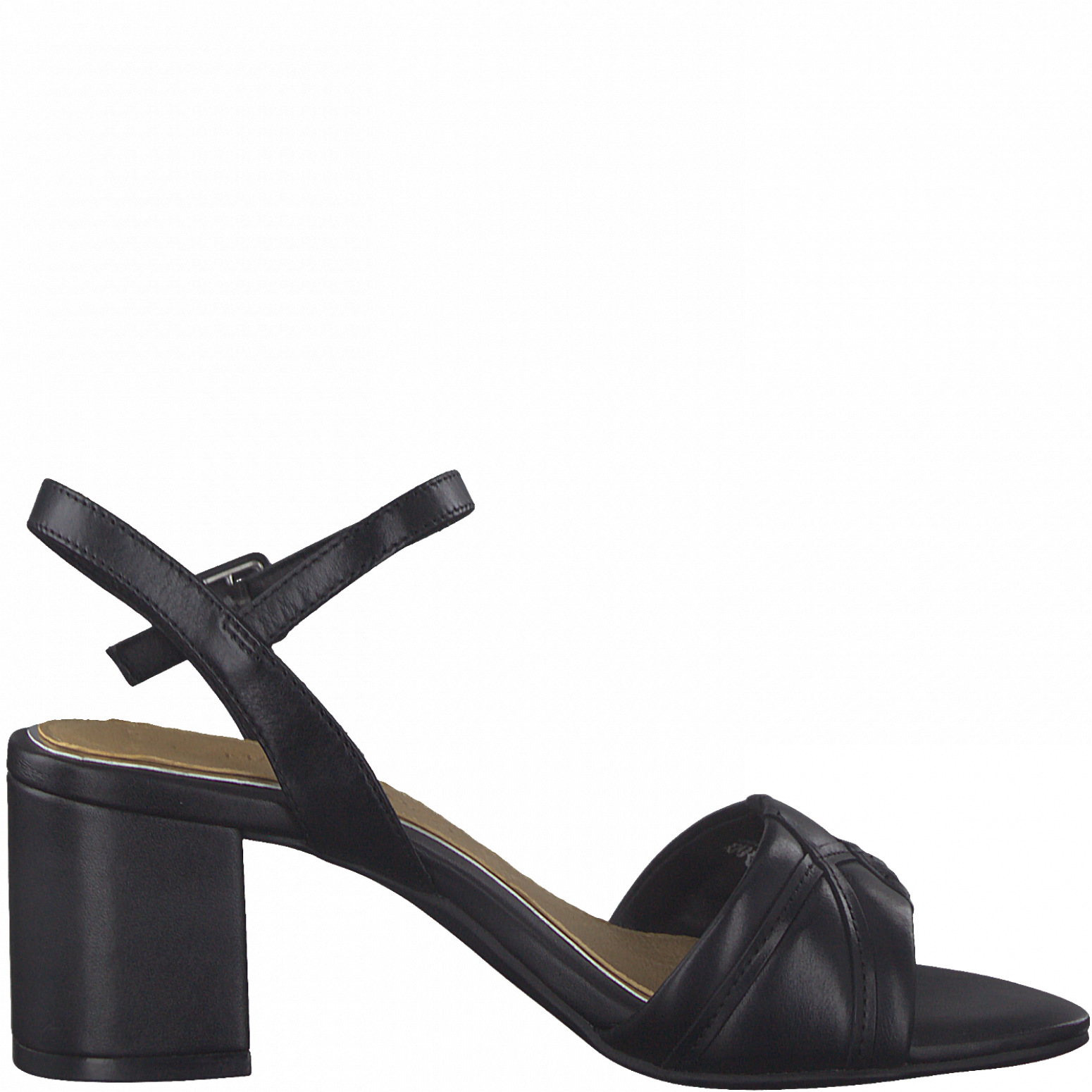 Černé kožené sandálky na podpatku MARCO TOZZI 28350