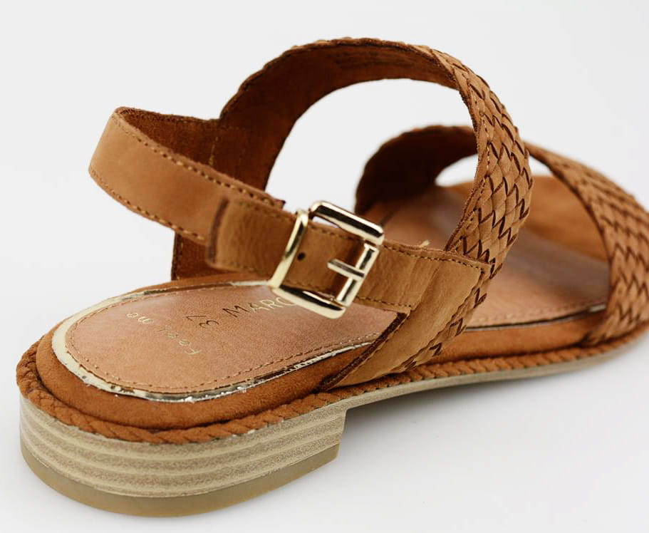 Kožené pohodlné hnědé sandály MARCO TOZZI 28167