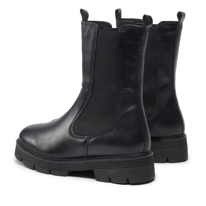 Černá kožená obuv s kožíškem Marco Tozzi 26441