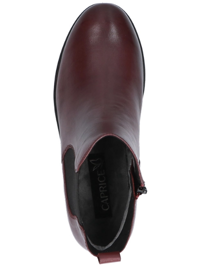 Kožená kotníková bordó obuv CAPRICE 25454 širší střih H