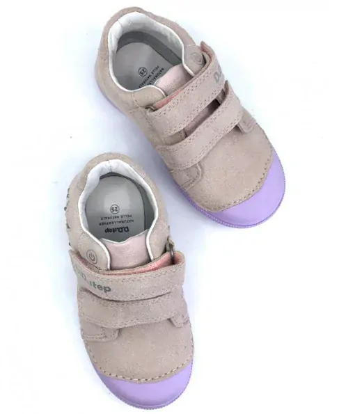 Dívčí fialové kožené blikací boty D.D.step S049-329A