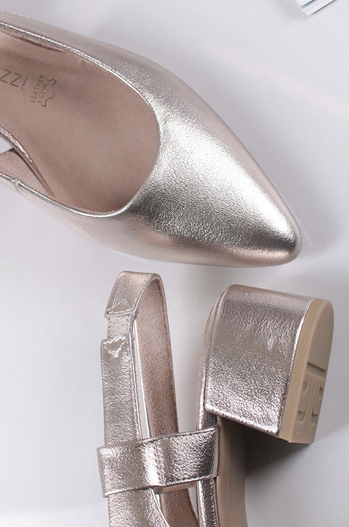 Pohodlné metalické lodičky s otevřenou patou Marco Tozzi 29500