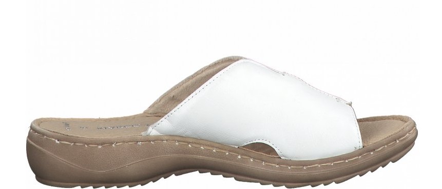 Pohodlné bílé kožené nazouváky - pantofle MARCO TOZZI 27901