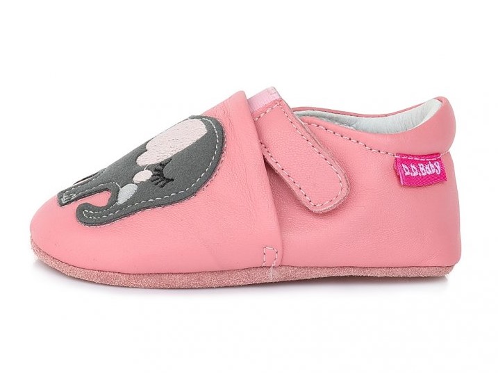 Růžové kožené capáčky D.D.step K1596-163 se slonem