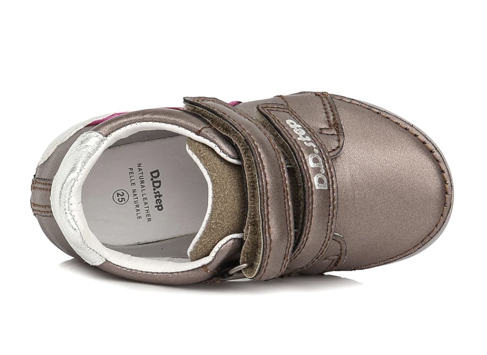 Dívčí bronzové kožené boty D.D.step S050-321 s duhou