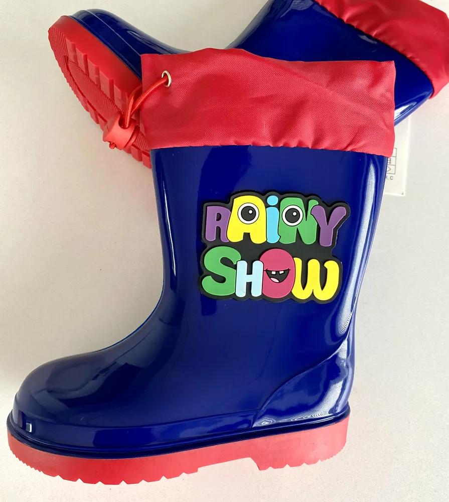 Modré holínky - gumáky s barevným nápisem