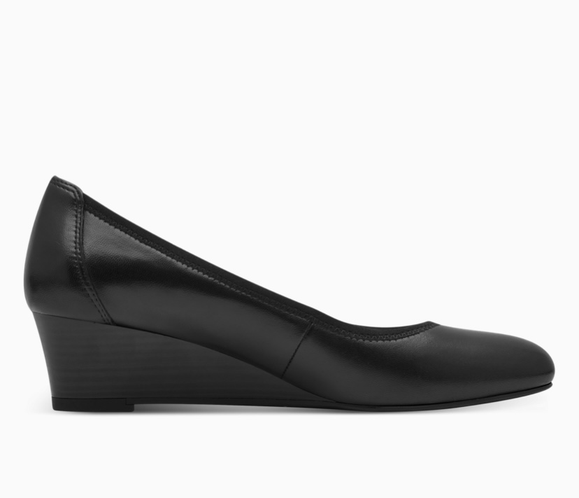 Kožené černé lodičky na klínku TAMARIS 22320