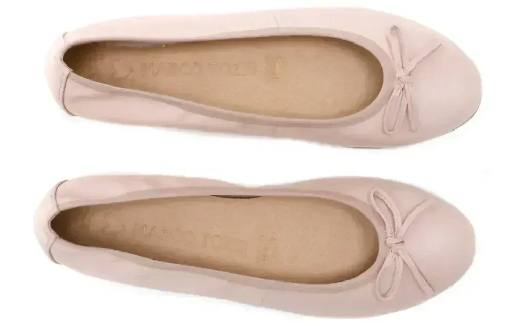 Starorůžové kožené baleríny Marco Tozzi 22100