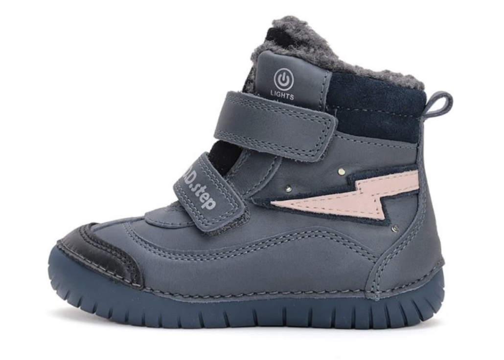 Zimní kožené blikací boty D.D.step W050-42707B