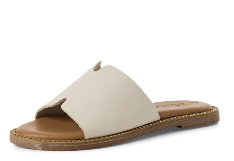 Měkké kožené béžové nazouváky - pantofle TAMARIS 27135