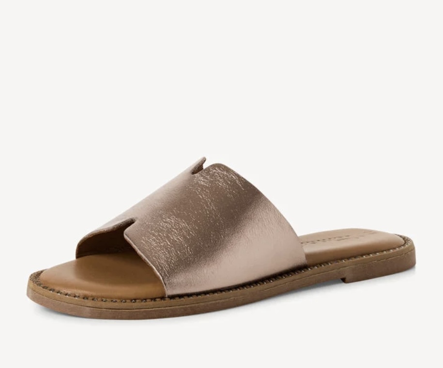 Měkké kožené bronzové nazouváky - pantofle TAMARIS 27135