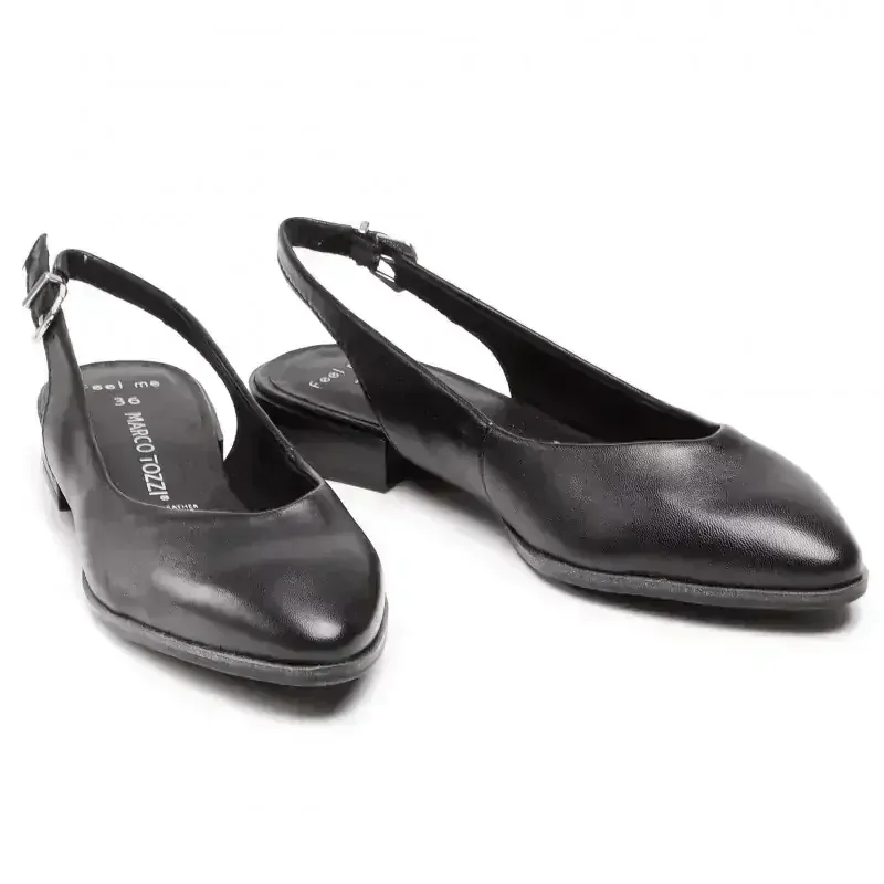 Pohodlné kožené baleríny s otevřenou patou Marco Tozzi 29408