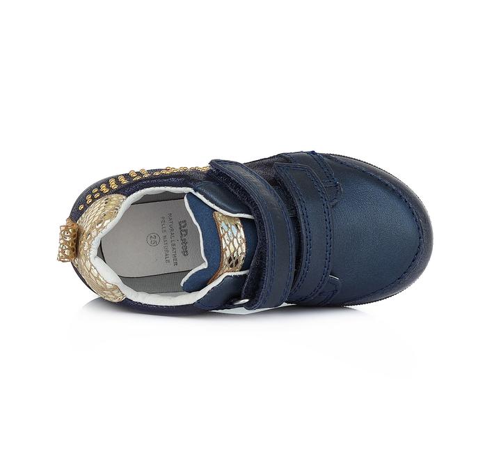 Dívčí modré kožené boty D.D.step S068-194A s hvězdou