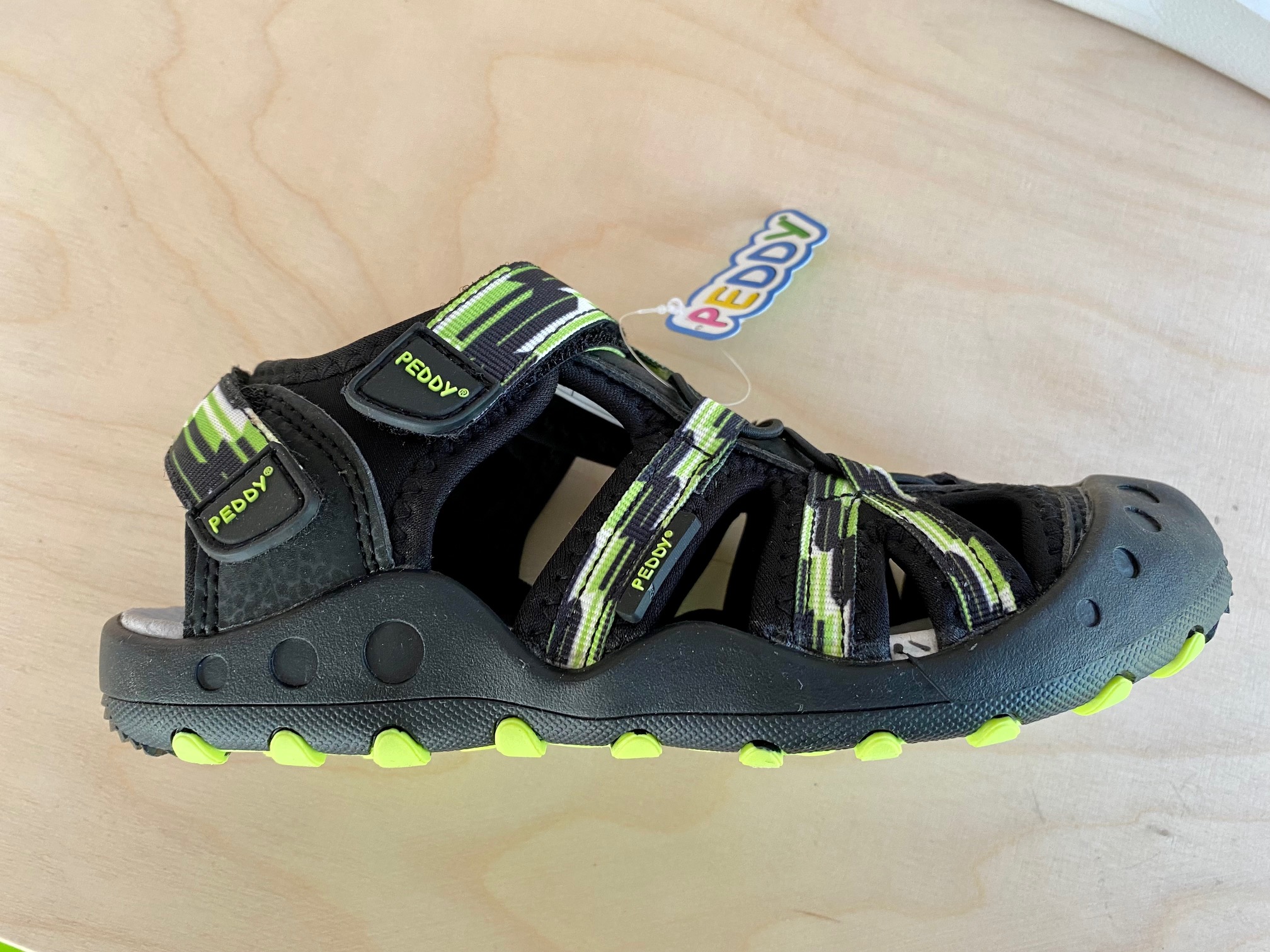 Černozelené sportovní sandály PEDDY P6-512-26-01 s koženou stélkou