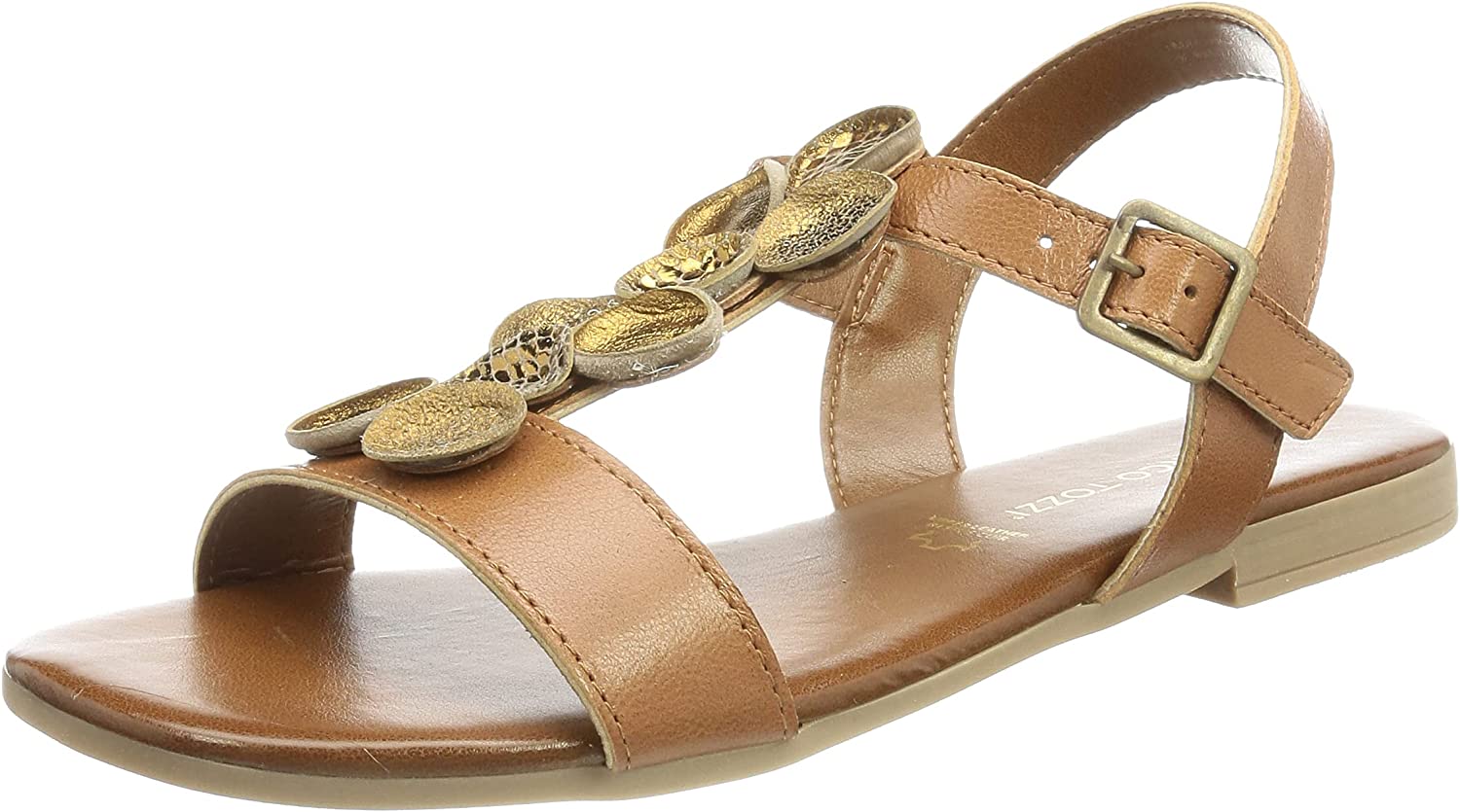 Kožené hnědé pohodlné sandály MARCO TOZZI 28141